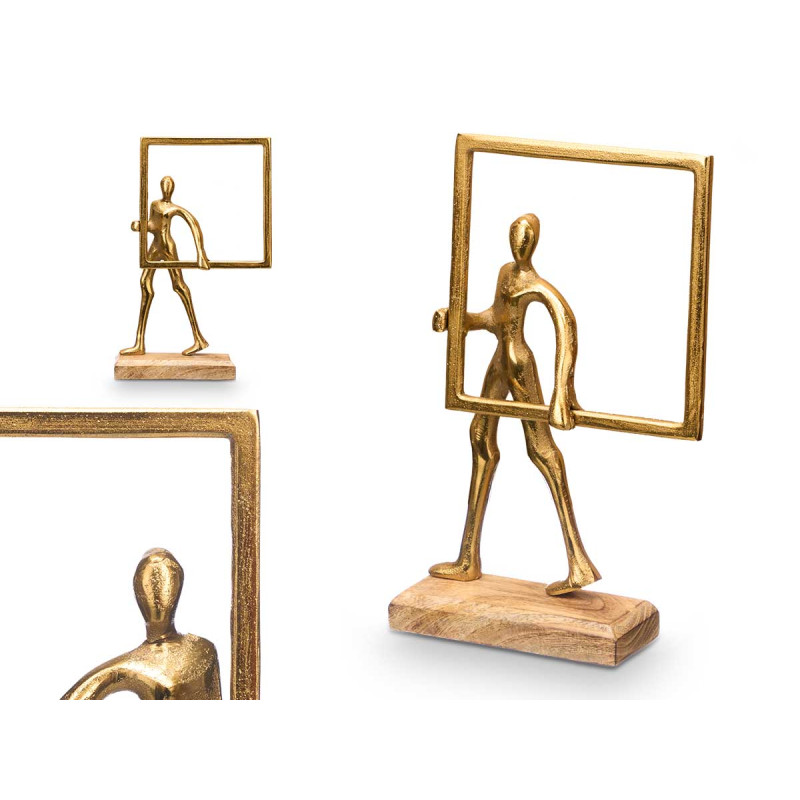SUPPORT DÉCORATION HOMME CADRE DORÉ