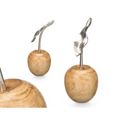 SUPPORTO DECORAZIONE DOPPIA CILIEGIA ARGENTATO 