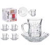 SET 4 TAZAS VIDRIO CON PLATO TEXTURA MIMBRE 125ML