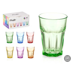 BICCHIERE VETRO 360ML ASS 6 COLORI 