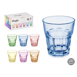 BICCHIERE VETRO 300ML ASS 6 COLORI 