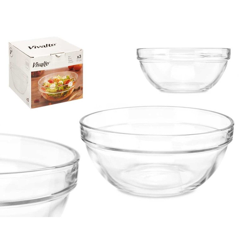 GLASS STACKABLE BOWL 17 CM TRANSPARENT