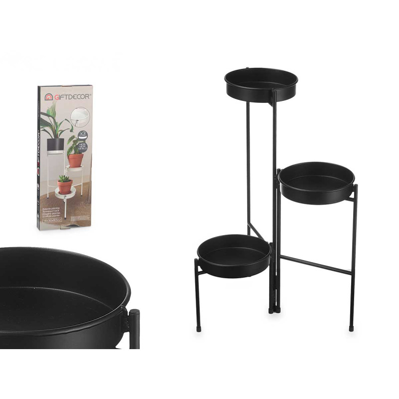 POT SHELVES WITH 3 HEIGHTS BLACK