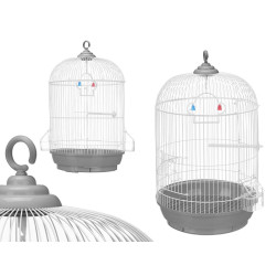 ROUND METAL CAGE LARGE WHITE AND GREY