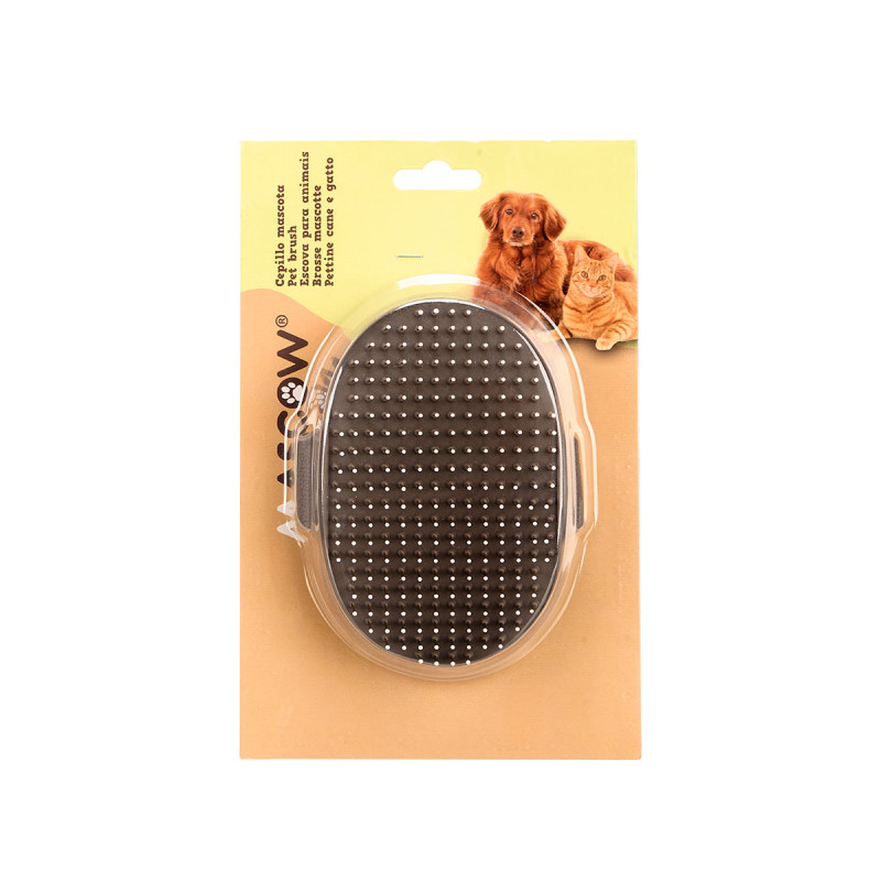 OVAL PET BRUSH WITH SPIKES  METAL GREY