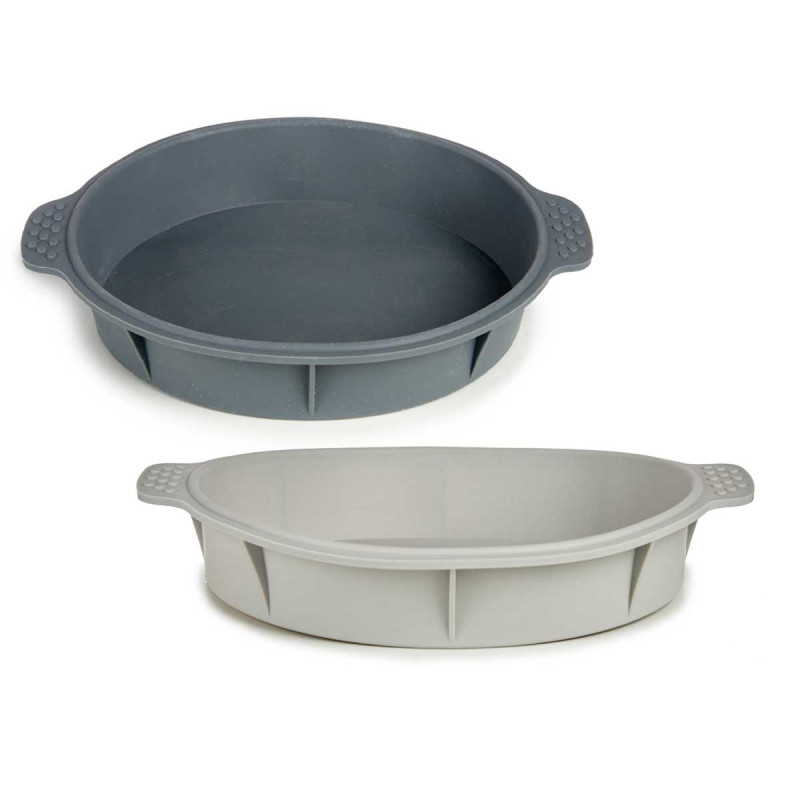 TORTIERA SILICONE ROTONDO CON MANIGLIE ASSORT 2 