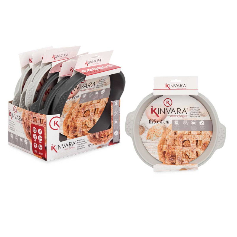 TORTIERA SILICONE ROTONDO CON MANIGLIE ASSORT 2 