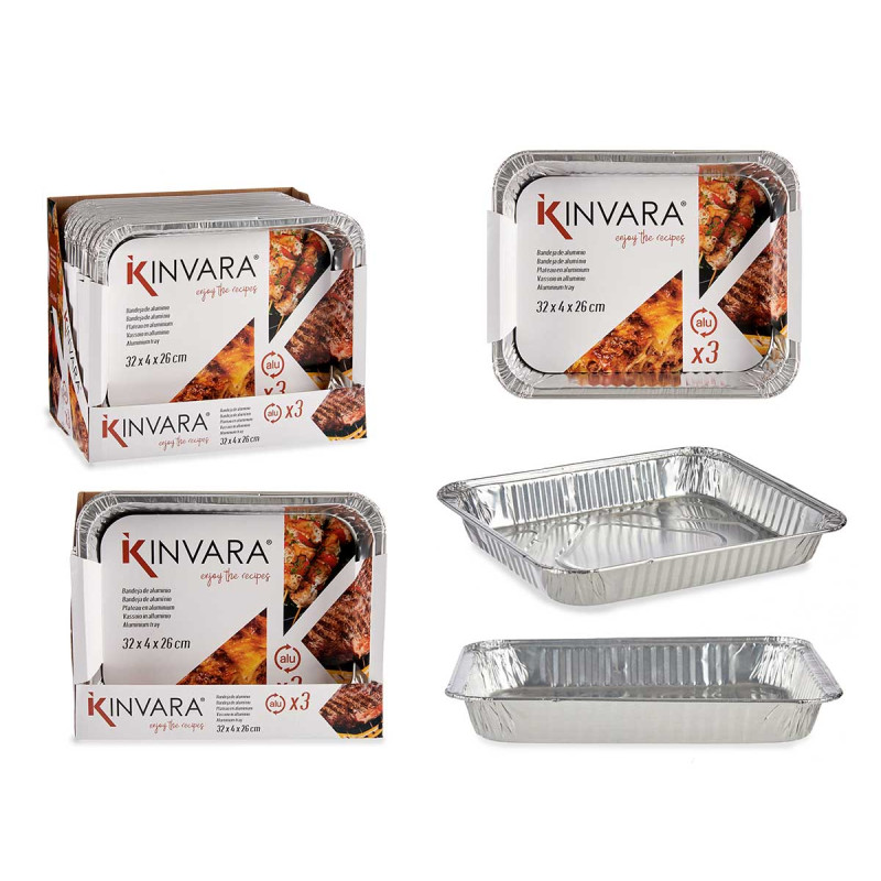 SET OF 3 RECTANGULAR ALUMINIUN TRAYS BIG
