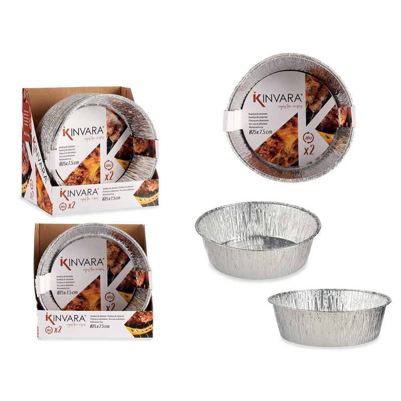 SET OF 2 BIG ROUND ALUMINIUN TRAYS