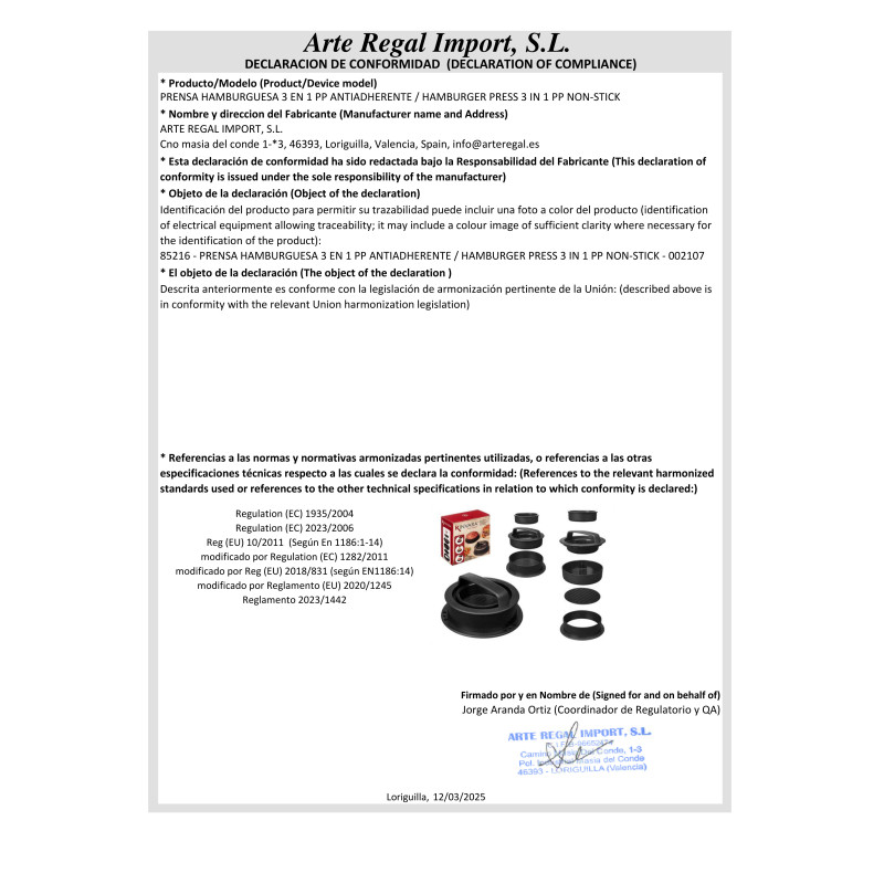 PRESSE À HAMBURGER 3 EN 1 EN PP ANTI-ADHÉRENT