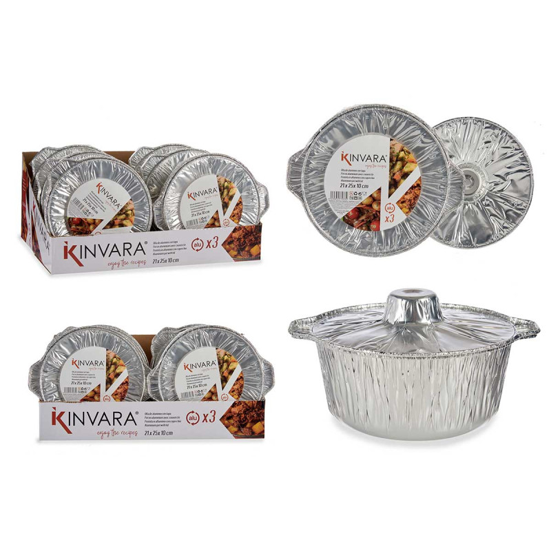SET 3 CASSEROLES ALUMINIUM AVEC COUVERCLE PETIT