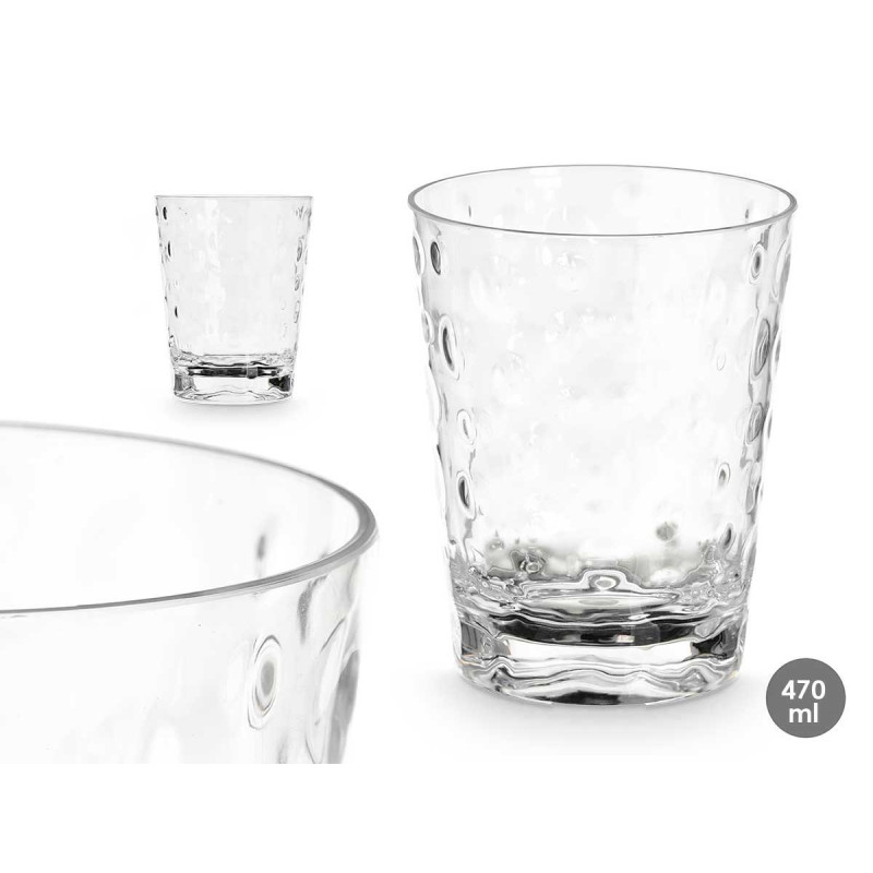 VASO PLASTICO PUNTOS 470ML TRANSPARENTE