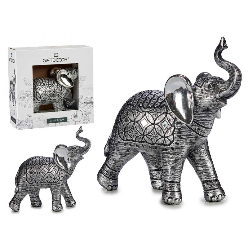 ELEPHANT RESINE GRAND ARGENT