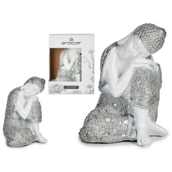 BUDDA SEDUTO LATERALE RESINA BI/ARG 2 ASSORTIMENTI