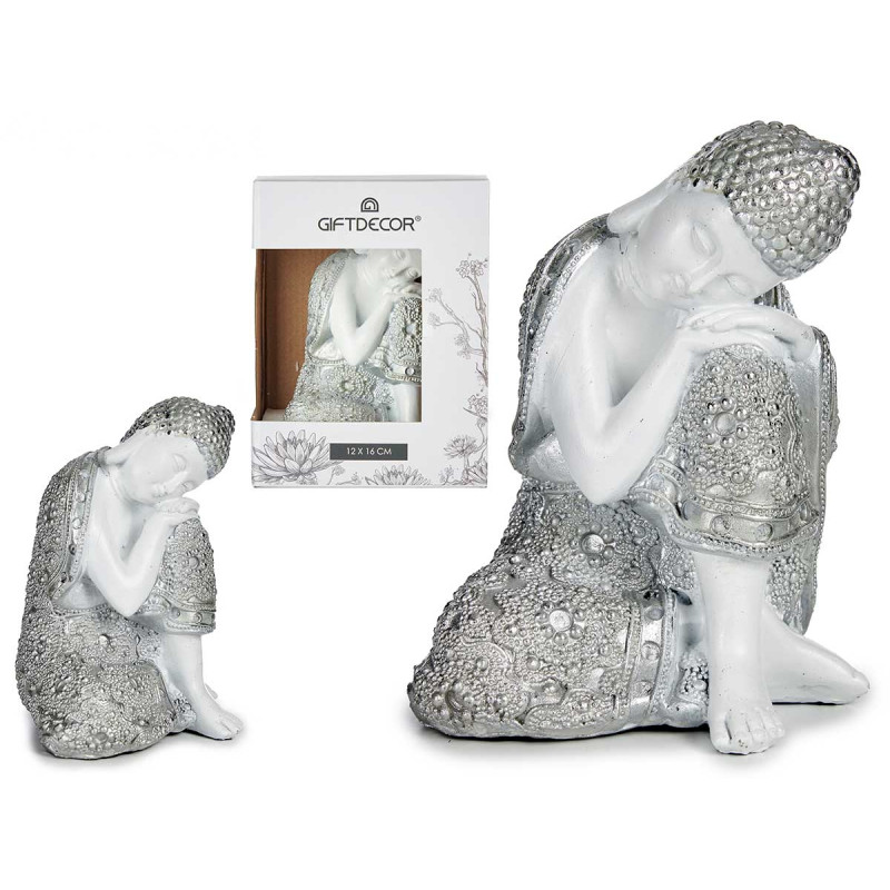 BUDDA SEDUTO LATERALE RESINA BI/ARG 2 ASSORTIMENTI