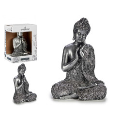 BUDDA SEDUTO MANI RESINA GR ARGENTO
