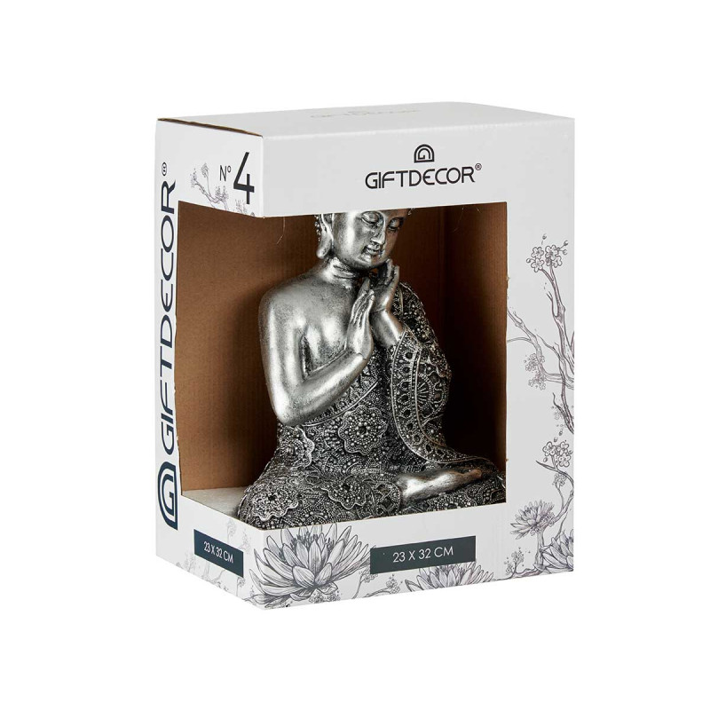 BUDDA SEDUTO MANI RESINA GR ARGENTO