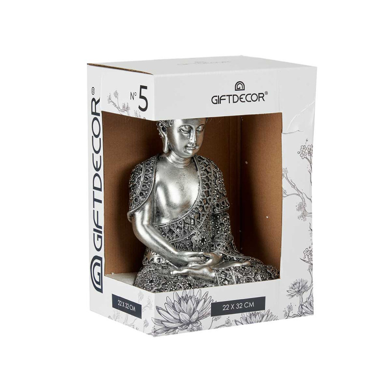 BUDDA SEDUTO RESINA GRANDE ARGENTO