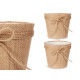POT DE FLEURS TOILE AVEC RUBAN 15X14CM MARRON 