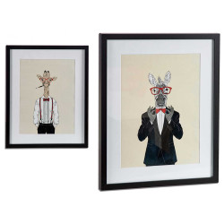 TABLEAU MOULURE NOIR SET2 GIRAFFE ZEBRE