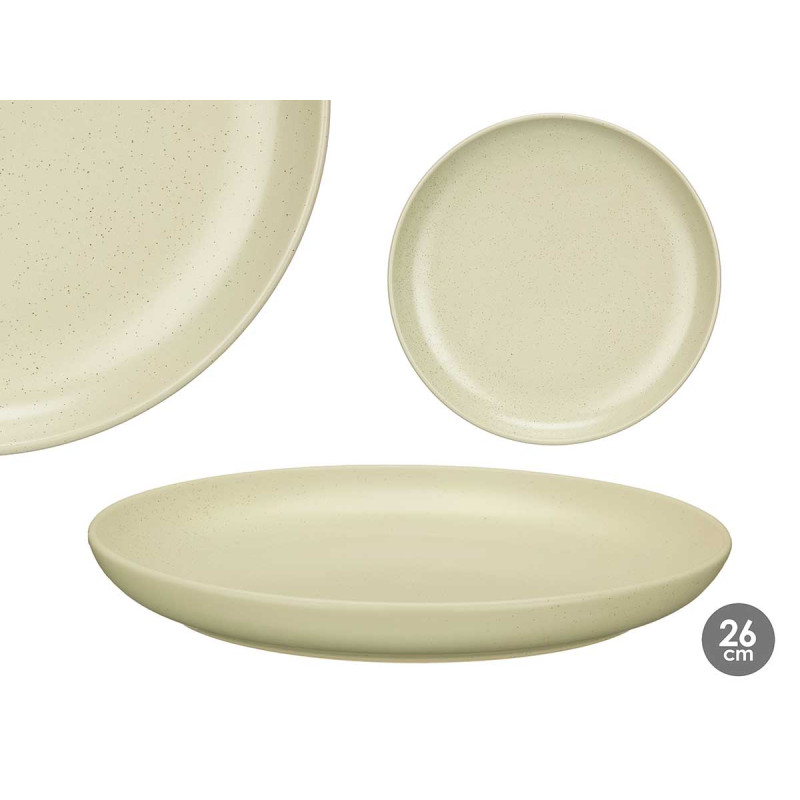 PLATO LLANO 26 CM MOTEADO VERDE CLARO