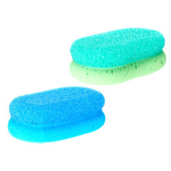 ÉPONGE MASSAGE DOUBLE COUCHE ASSORT 2 COULEURS