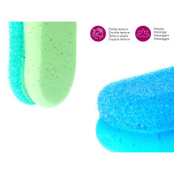 ÉPONGE MASSAGE DOUBLE COUCHE ASSORT 2 COULEURS