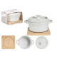 ROUND CERAMIC CASSEROLE WITH BAMBOO BASE 