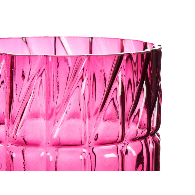 SPRAYED GLASS VASE WITH STANDER DARK PINK