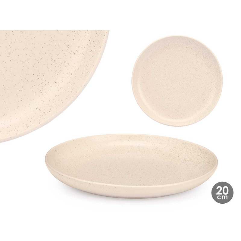 ASSIETTE DESERT 20 CM À POIS CRÈME