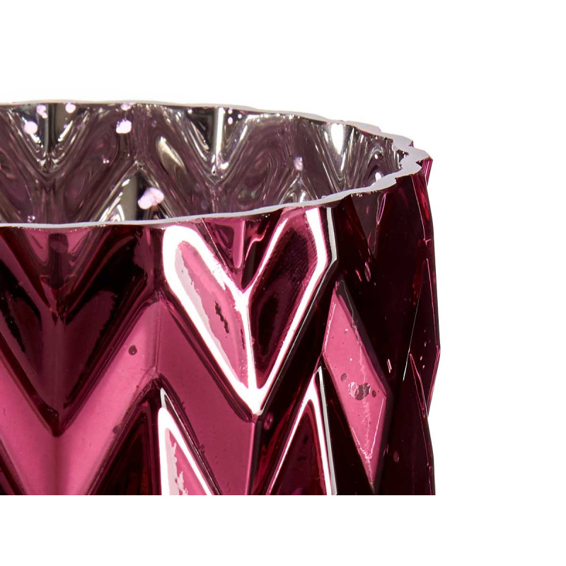 VASO ROSA SCURO INTAGLIATO A SPINA DI PESCE