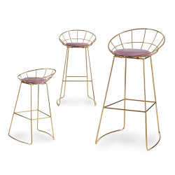 SEDIA BAR CROMATA ORO ROSA
