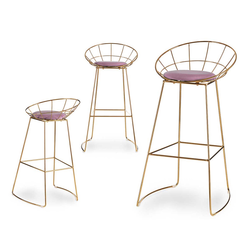 SEDIA BAR CROMATA ORO ROSA