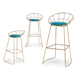 SEDIA BAR CROMATA ORO BLU