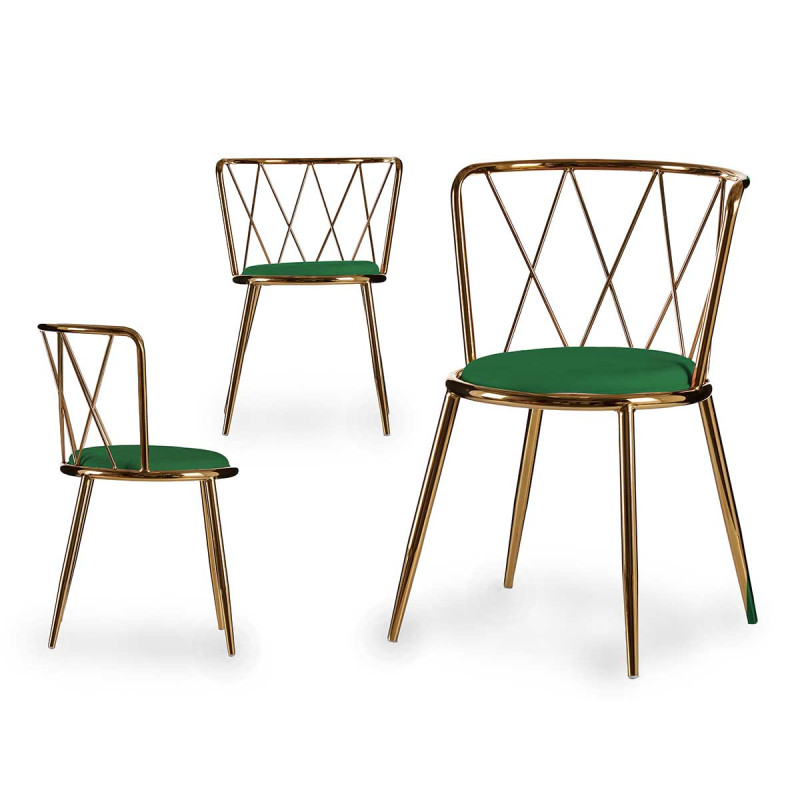 SEDIA ROMBO CROMATA ORO VERDE