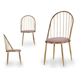 SILLA BARROTES RESPALDO ALTO CROMADA ORO ROSA
