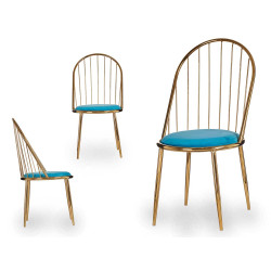 SILLA BARROTES RESPALDO ALTO CROMADA ORO AZUL