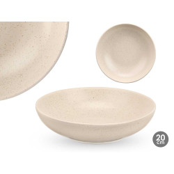 ASSIETTE CREUSE 20 CM À POIS CRÈME