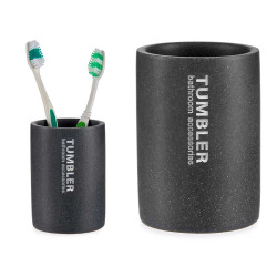 VASO PORTACEPILLOS BAÑO DE RESINA GRIS