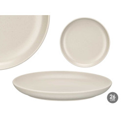 ASSIETTE PLATE 26 CM À POIS GRIS CLAIR