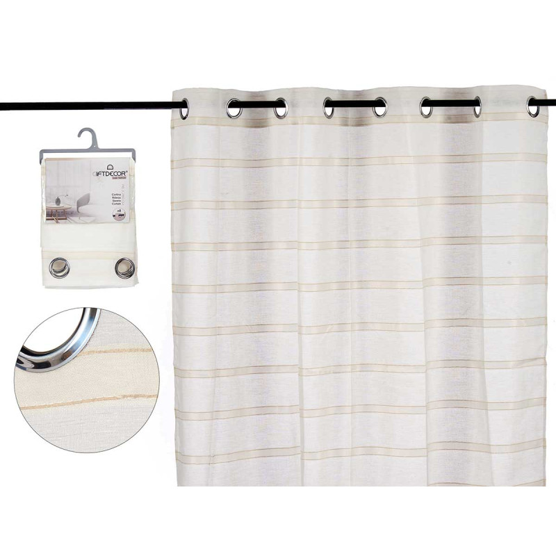 CORTINA VISILLO COM RISCAS BEGE 140X260 CM