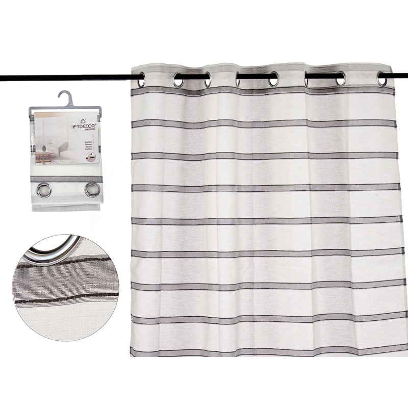 CORTINA VISILLO COM RISCAS GRIS 140X260 CM