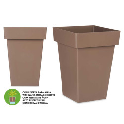 VASO QUADRADO CASTANHO C RESERVA AGUA 30 CM 