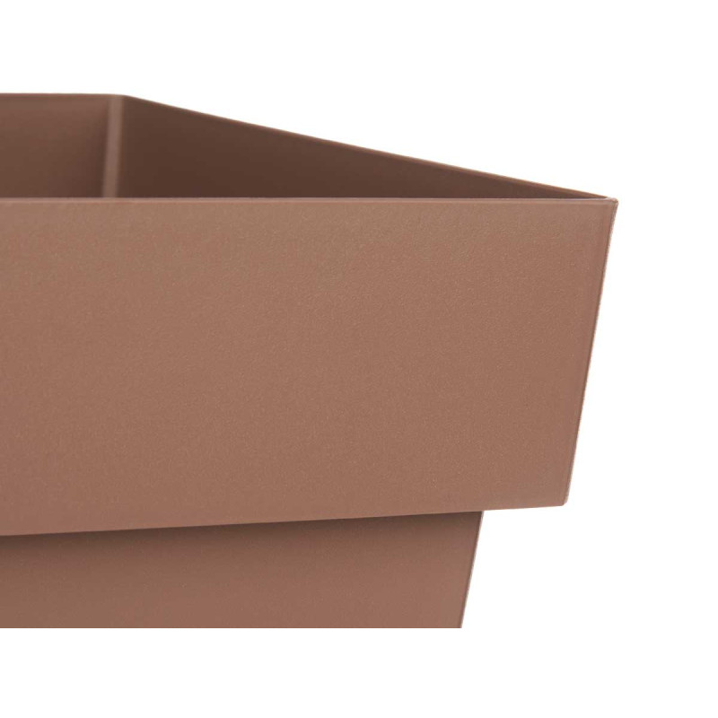 MACETA CUADRADA MARRON CON RESERVA AGUA 30CM