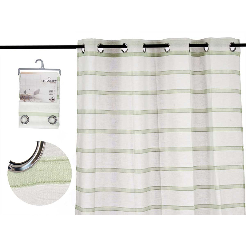 CORTINA VISILLO COM RISCAS VERDE 140X260 CM