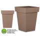 POT CARRÉ BRUN AVEC RÉSERVE D'EAU 40CM 