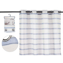RIDEAU DENTELLE RAYURES BLEU 140X260 CM
