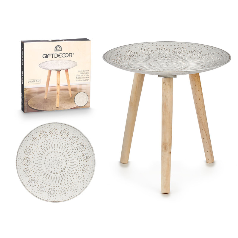 MESA MADERA DECORACION MANDALA 40CM