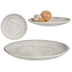 PRATO MADEIRA DECORAÇAO ESPIRAL BRANCO 29 CM 