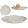 WHITE SPIRAL DECORATION WOOD PLATE 29CM